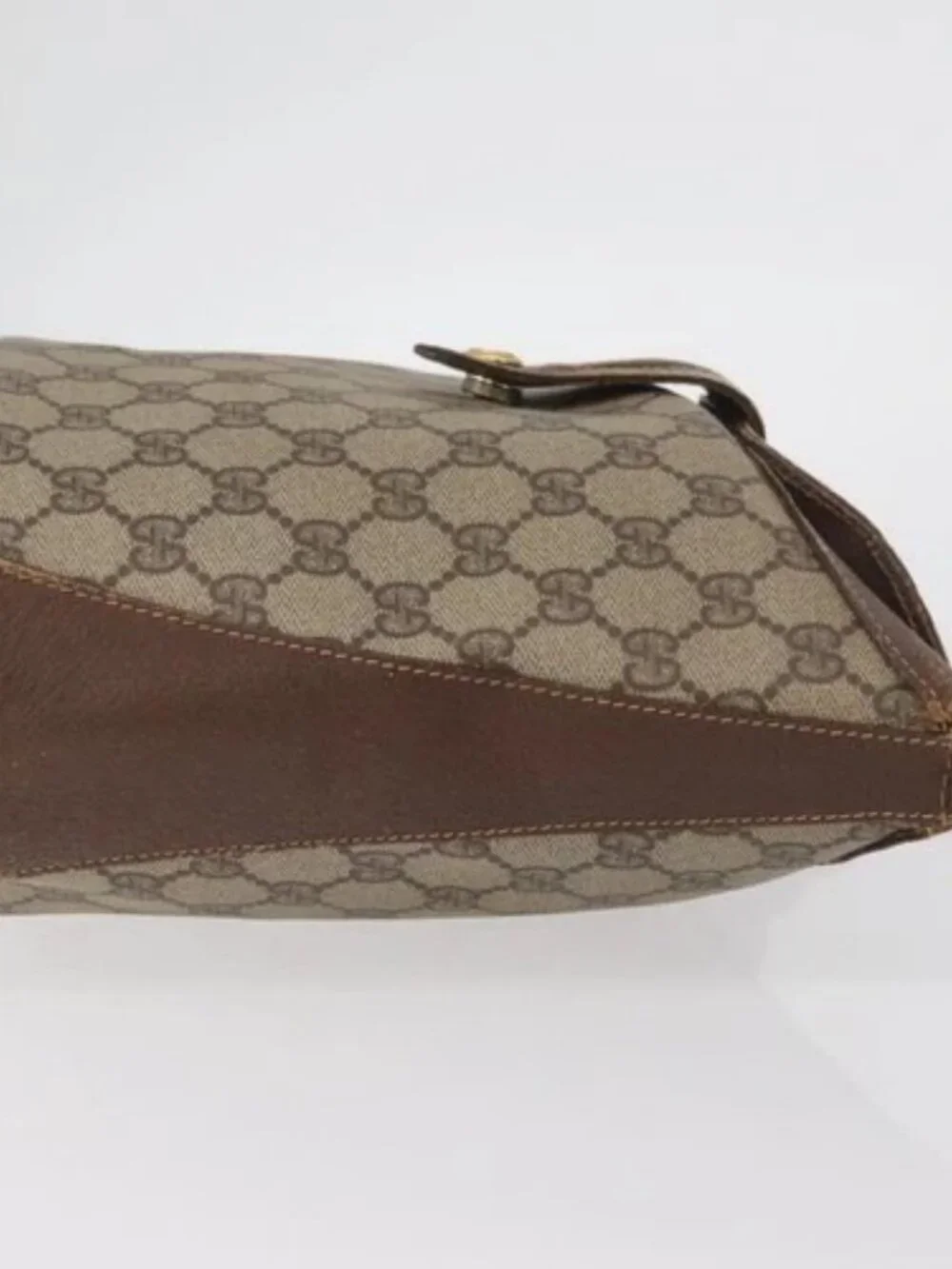 GUCCI GG Supreme Web Sherry Line Bag PVC Beige Gold 40 02 081 Auth YKZ594